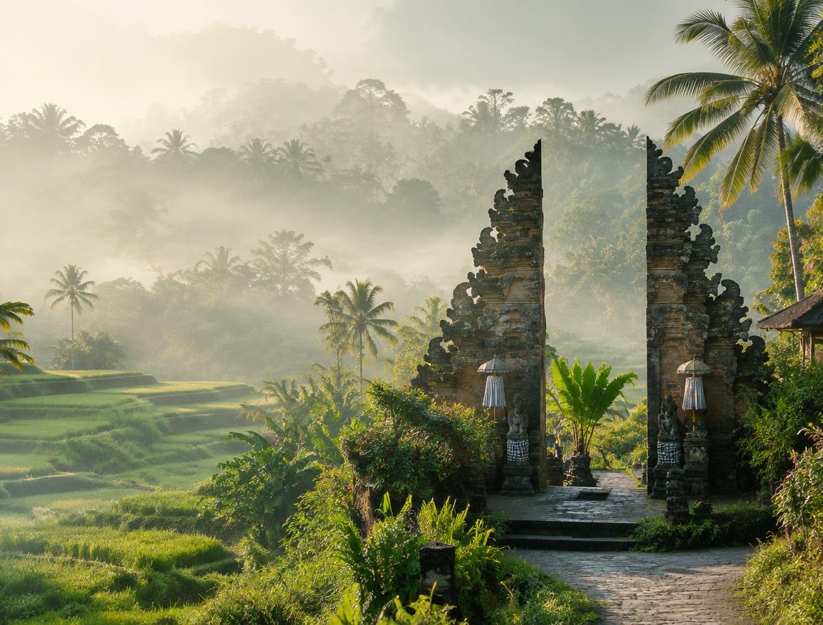 Green rice terraces in Bali
