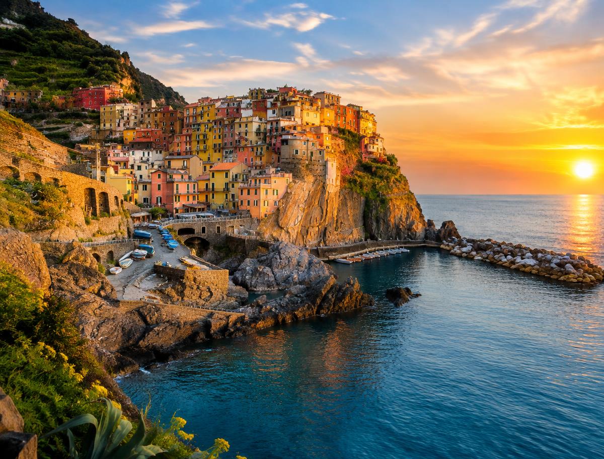 Colorful cliffside village on the Italian coast